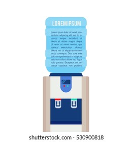 Vector flat illustration with water cooler and bottle. Modern template illustration. Banner or flyer template with with place for text.