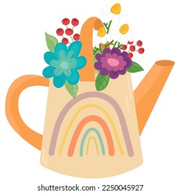 Vector de cavidad vectorial plana de agua con flores aisladas sobre fondo blanco. Inventario de herramientas de jardinería para plantas de agua y flores