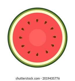 Vector flat illustration of watermelon cut across