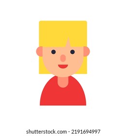 Vector flat illustration for web sites, apps, books, articles. Color illustration of young woman with blonde hair. Flat avatar for applications 