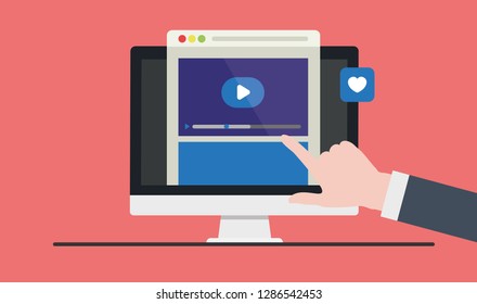 Vector flat illustration of webinar, online conference, lectures and training in internet.