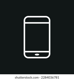 Vector flat illustration. White phone icon on a black background. The concept of electronic devices. Suitable for social networks, icons, screensavers and as a template.