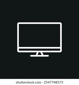 Vector flat illustration. White TV icon on a black background. The concept of electronic devices. Suitable for social networks, icons, screensavers and as a template.