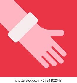 Vector flat illustration with white wristband on hand, sport clothes, as part of equipment for sport game or world championship. Minimalistic simple concept, clipart collection