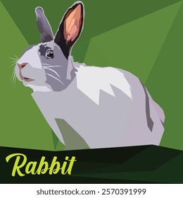 Vector flat illustration of wild forest animal, rabbit. Illustration isolated