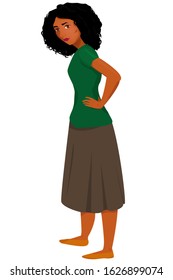 Vector flat illustration of woman with swarthy skin. Cartoon caracter.