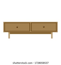 Vector Flat Illustration - Wooden Chest of Drawer
