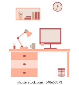 Vector flat illustration with work space