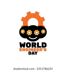 Vector flat illustration with World Engineer's day on white background