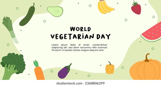 vector flat illustration of world vegetarian day
