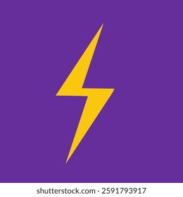 Vector flat illustration with yellow bright lighting flash as symbol electrical energy, power of natural disaster and fast, dynamic dangerous phenomenon. Design element for clipart square collection