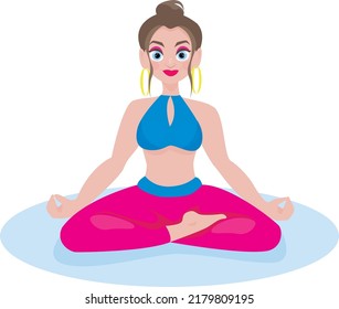 vector flat illustration yoga asana girl doing yoga