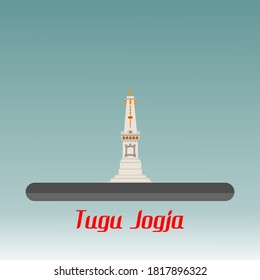 Vektor Wohnung Illustration von Yogyakarta Stadt historischen Gebäude Tugu pal putih oder tugu jogja.