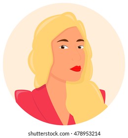 Vector flat illustration of young business woman blond hair. 