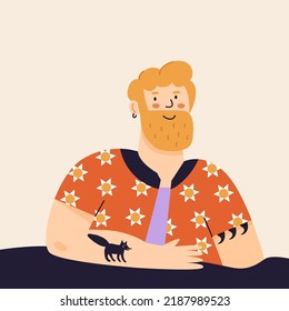 Ilustración vectorial plana con un joven.