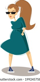 ilustración plana vectorial de una mujer joven sexy vestido de pie y posando aislada en blanco