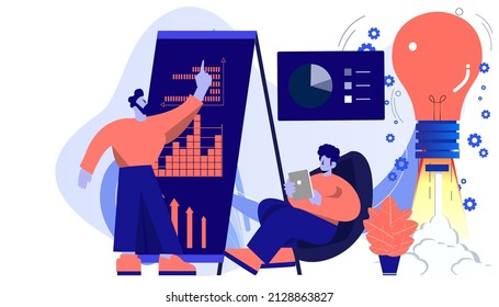 Vector flat illustration.businessperson work in open space office.workplace for teamwork.meeting and freelance job. 