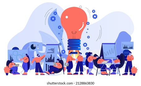 Vector flat illustration.businessperson work in open space office.workplace for teamwork.meeting and freelance job. 