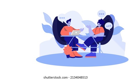 Vector flat illustration.businessperson work in open space office.workplace for teamwork.meeting and freelance job. 