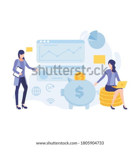 Vector flat illustration,people with money on a white background, bank financing, money exchange, financial services, ATM, giving out money