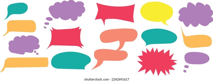 Vector flat illustrations, Big set of dialog boxes different variants drawn by hand. 