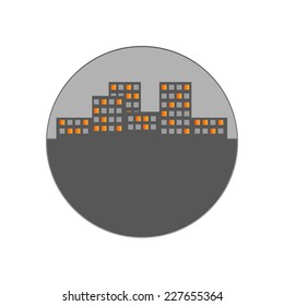  Vector flat illustrations. Night city landscape icon