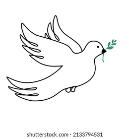 Vector flat illustraton, Dove of peace icon. Flying bird. Peace concept.