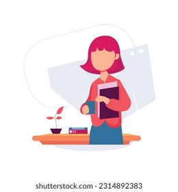 Vector Flat Ilustration 
Office Women Presentation