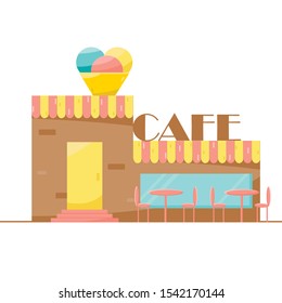 Vector flat iluustration. Cafe image