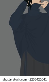 Vector flat image of a brown-haired woman in warm clothes. Girl in a skirt and sweater. Design for postcards, avatars, posters, backgrounds, templates, banners, textiles.