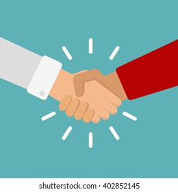 Vector flat image.  Business handshake, agreement, contract
