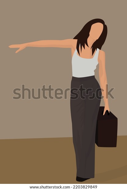 Vector Flat Image Darkhaired Girl Large Stock Vector Royalty Free