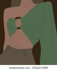 Vector flat image of a girl in a one-shoulder shirt and pants. Girl with blond hair. Design for avatars, posters, backgrounds, templates, banners, textiles, postcards.