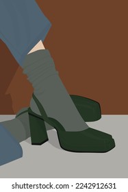 Vector flat image of a girl in pants, socks and sandals. Young girl in modern clothes. Design for postcards, posters, backgrounds, templates, banners, textiles.