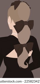 Vector flat image of a girl sitting with her back. Lady in a dress. Blonde girl with long hair. Design for posters, avatars, backgrounds, templates, banners, textiles.