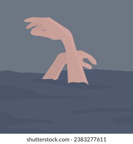 Vector flat image of graceful female hands. Hands in the water. Design for cards, posters, backgrounds, templates, banners, textiles.