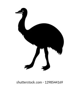 Vector, flat image of ostrich isolated on white background