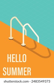 Vector flat image. Poster with swimming pool. The concept of relaxation. Perfect for a summer sale post or banner.