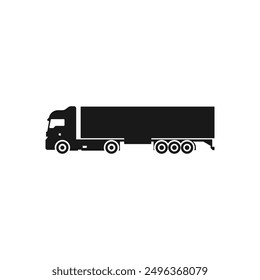 Vector, flat image of a truck with the ability to transport loads up to forty tons. Isolated, contour truck icon in black