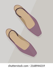 Imagen plana vectorial de sandalias femeninas con un pie cuadrado cerrado. Las sandalias de verano de las mujeres con tacones. Diseño para postales, carteles, fondos, plantillas, textiles, fondos.