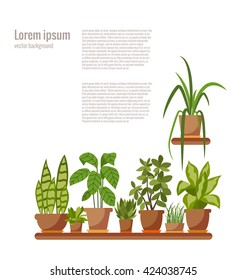  Vector flat indoor plant pot illustration. 