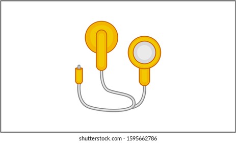 Vector Flat in-ear headphones Icon. Earphones Illustration. Music Drawing.