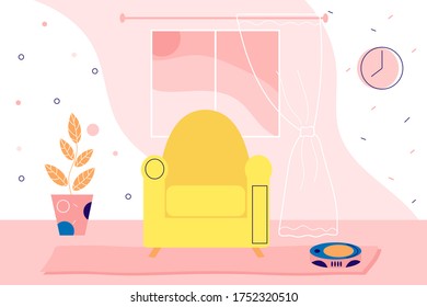 Vector flat interior illustration of home. Spending time at home on quarantine. Web cartoon vector illustration