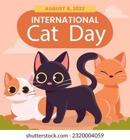 vector flat international cat day illustration