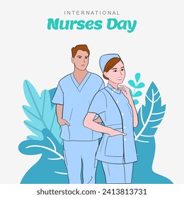 Vektorflache internationale Krankenschwestern Tag-Illustration. Glückliches Tageskonzept für die Krankenschwester. Medizinischer Hintergrund. Konzept der Gesundheitsmedizin. 