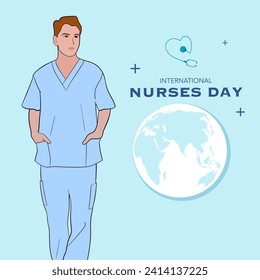Vektorflache internationale Krankenschwestern Tag-Illustration. Glückliches Tageskonzept für die Krankenschwester. Medizinischer Hintergrund. Konzept der Gesundheitsmedizin. Danke für die Krankenschwester. Internationaler Krankenpflegetag. Vektorgrafik-Design.
