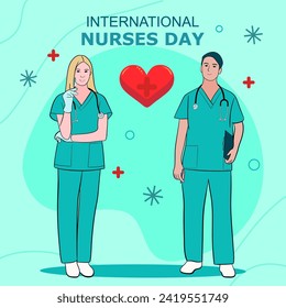 Vector flat international nurses day illustration. Happy nurse day concept. Medical background. Healthcare medicine concept. Thank you for nurse. International Nurse's Day. Vector illustration design.