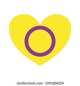 Vector flat intersex inter sex lgbt heart flag isolated on white background