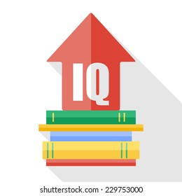 Vector flat IQ increase icon. Reading books increases the level of intelligence