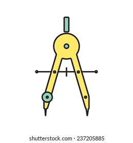 Vector flat isolate compasses icon on white background. Eps10